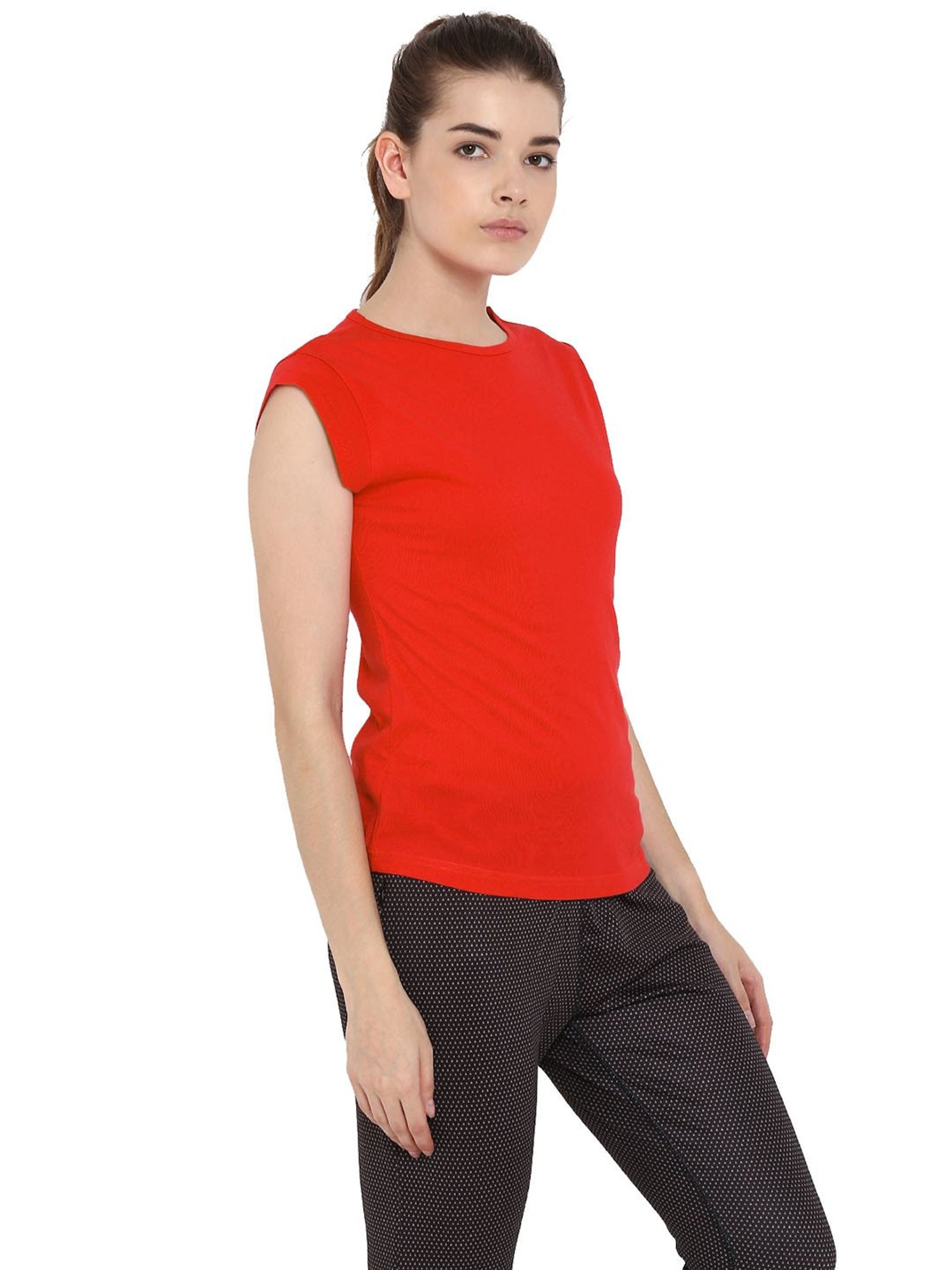 Appulse Red Cotton Slim Fit T-Shirt
