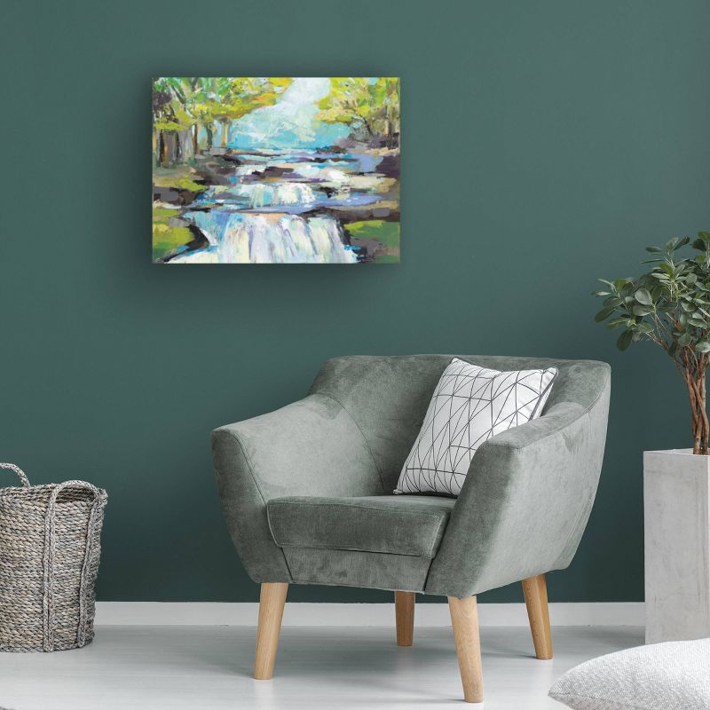 14" x 19" Jeanette Vertentes 'The Waterfall' Unframed Wall Canvas - Trademark Fine Art