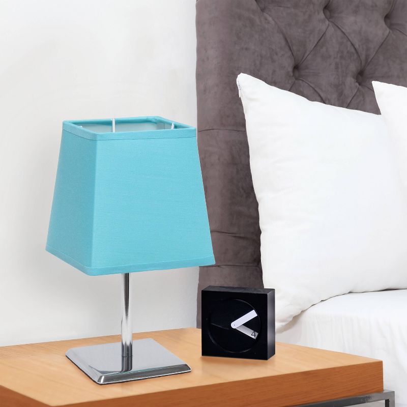 Mini Table Lamp with Squared Empire Fabric Shade Blue - Simple Designs