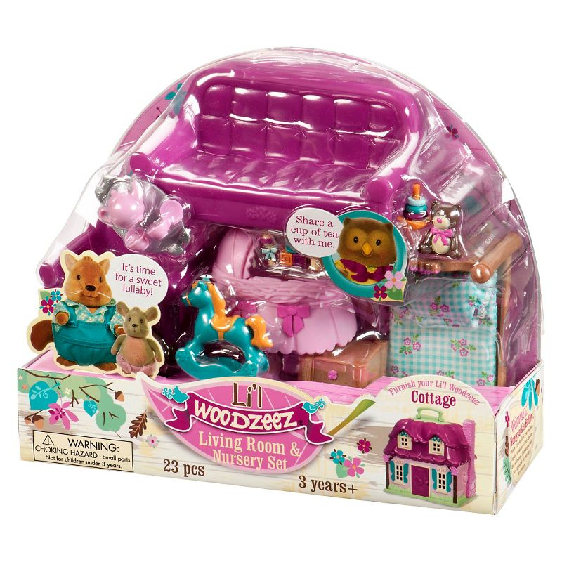 Li'l Woodzeez Miniature Furniture Playset 23pc - Living Room & Nursery Set
