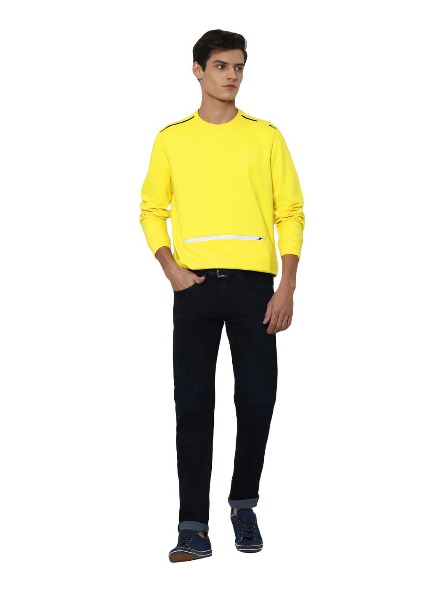 Allen Solly Yellow Cotton Regular Fit Sweatshirt
