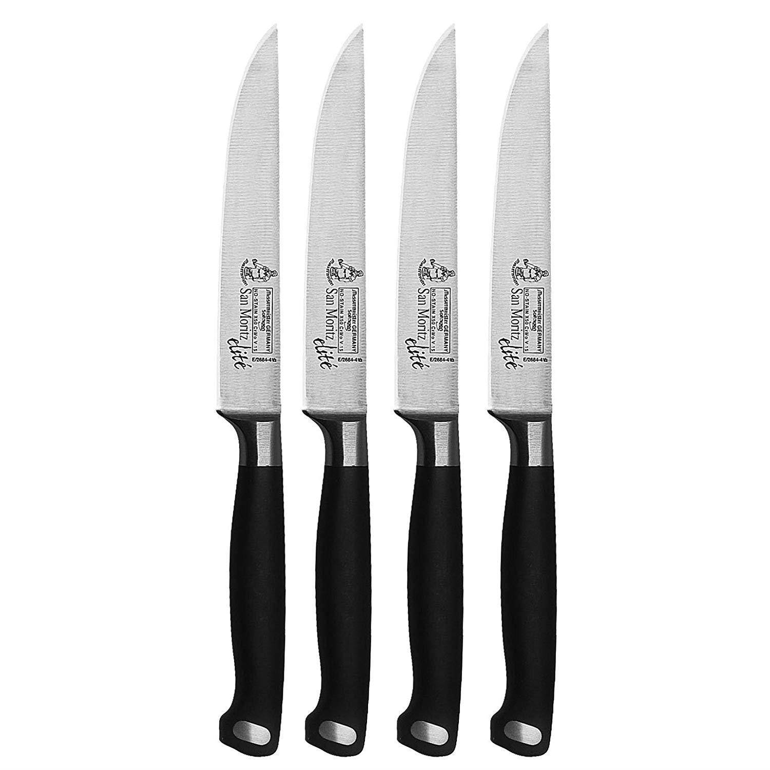 Messermeister San Moritz Elite 4-Piece Multi Edge Steak Knife Set in Wooden Box