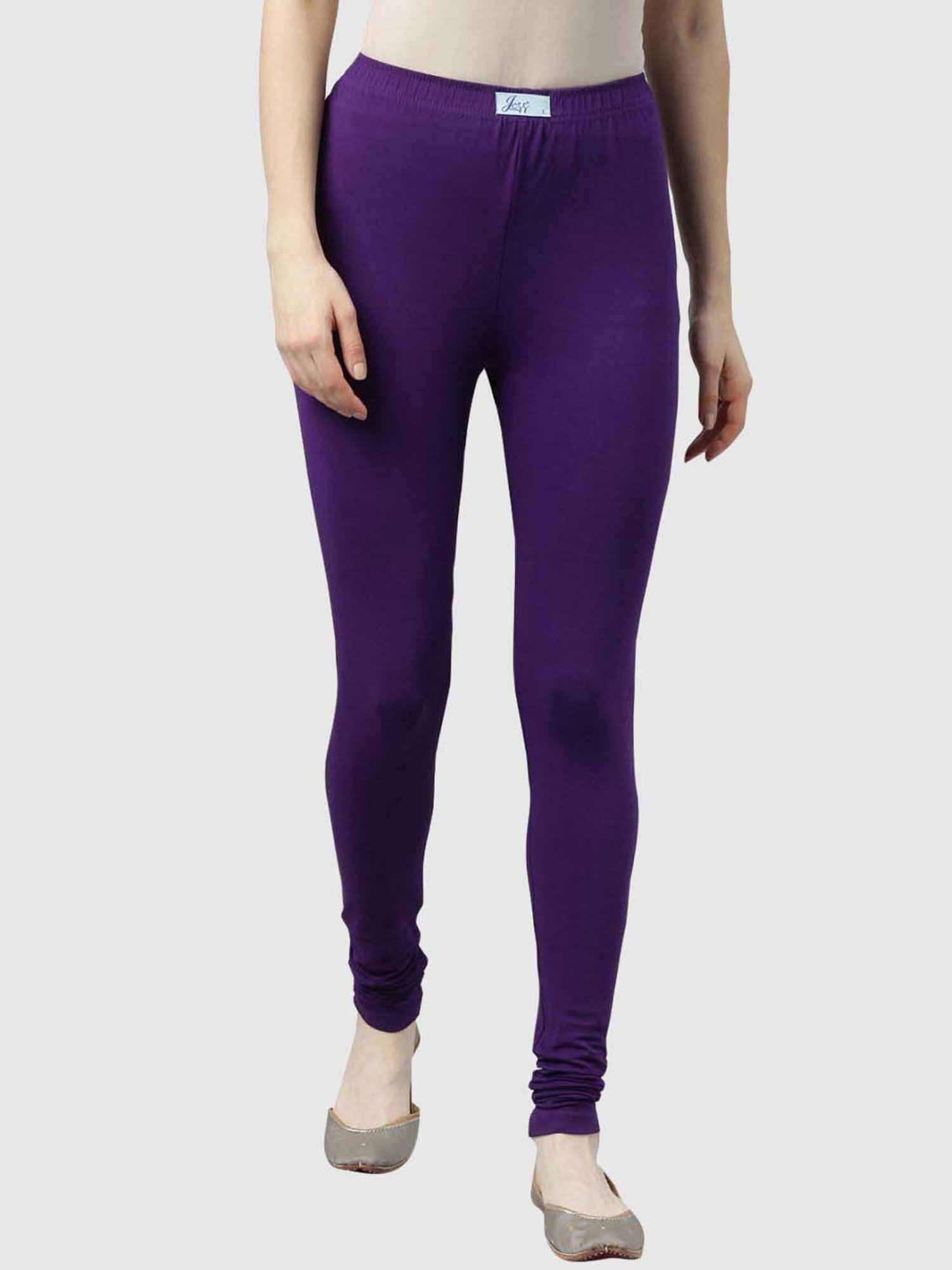 JCSS Beige & Purple Cotton Leggings - Pack Of 3