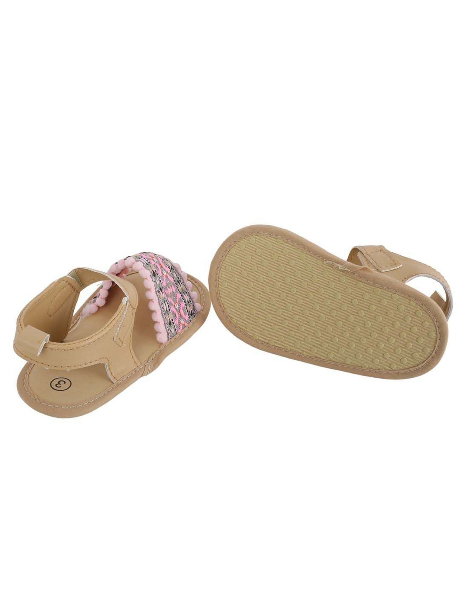 Baby Moo Kids Beige & Pink Casual Sandals