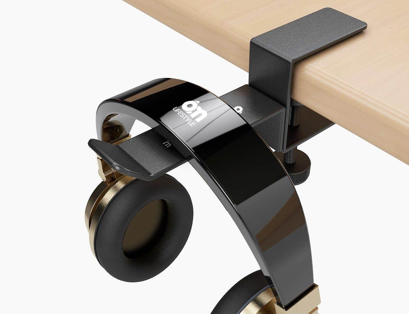 Headphone Headset Stand Holder, 6amLifestyle Universal Metal Gaming Headphones Hanger Mount Under Desk Hook Clip with Adjustable Clamp for All Headsets, Black(Patented)