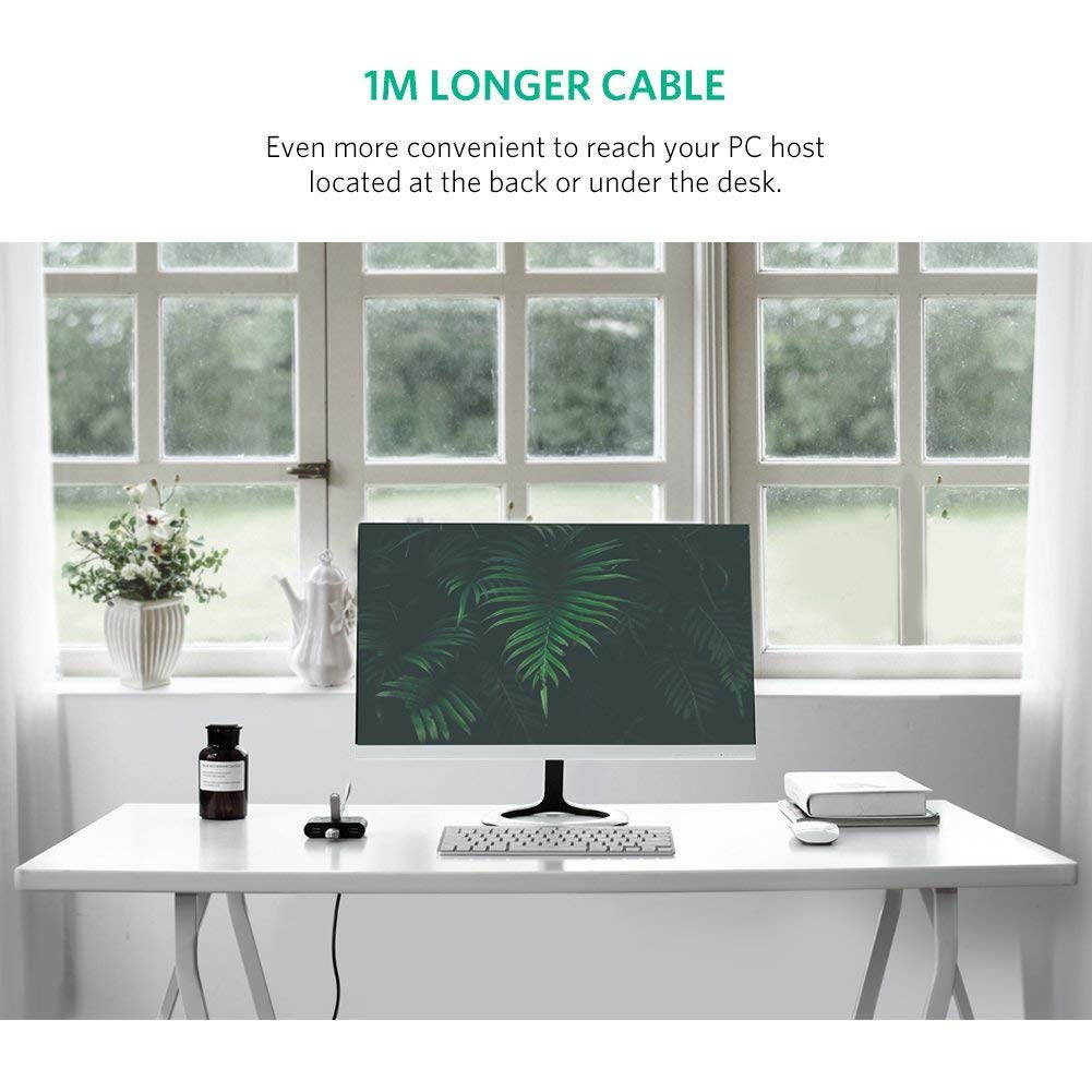 UGREEN USB 3.0 Hub 4 Port USB 3 Data Hub Portable Super Speed Compatible for MacBook Air, Mac Mini, iMac Pro, Microsoft Surface, Ultrabooks with 3 FT Extension Cable USB Hub (Black)