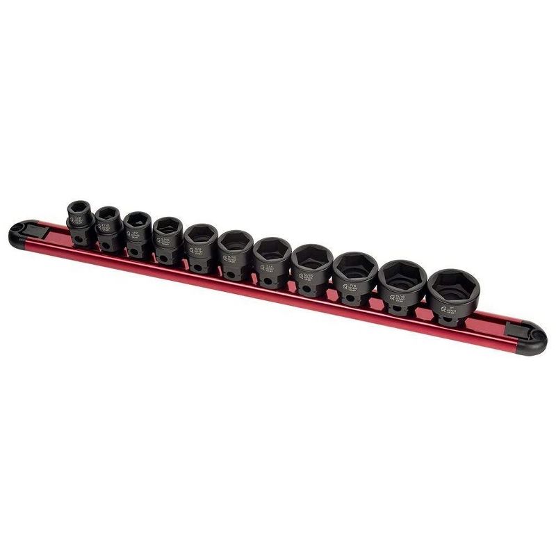 Sunex Tools 2674 11 Piece Steel Low Profile Impact Socket Set with Hex Shank and Organizer Tray, 1/2 Inch Drive
