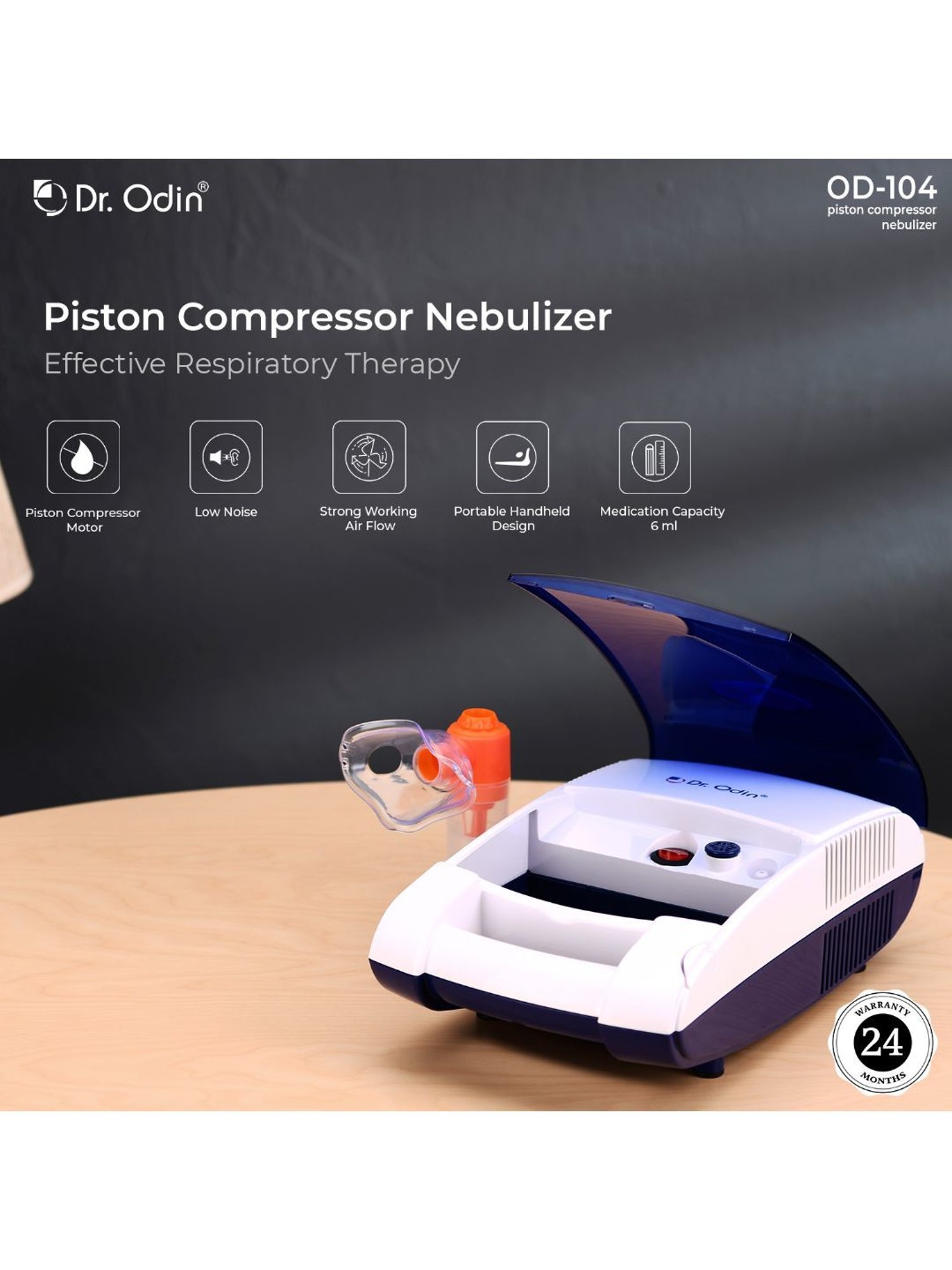 Dr. Odin OD104 Nebulizer with Piston Compressor Technology (Blue)