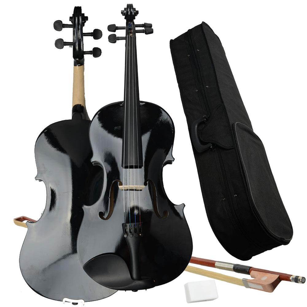 New Black 16''Student School Concert Basswood Acoustic Viola w/ Case Bow Rosin