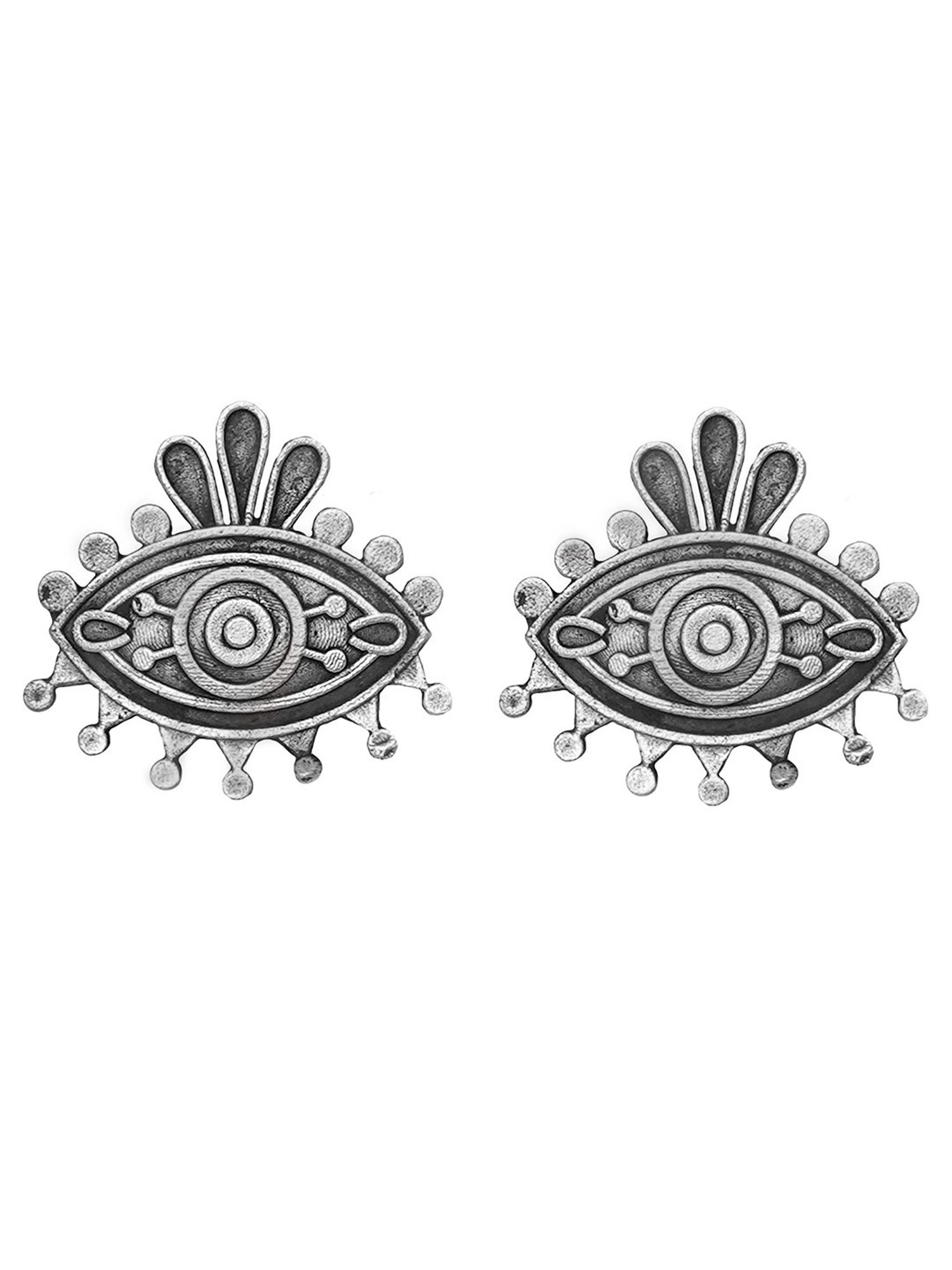 Teejh Ethnic Naina Silver Oxidized Stud Earrings