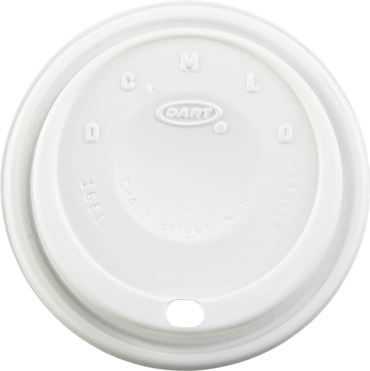 Dart 16EL Cappuccino Dome Sipper Lids, Fits 12-24oz Cups, White, 1000/Carton, 1 Carton