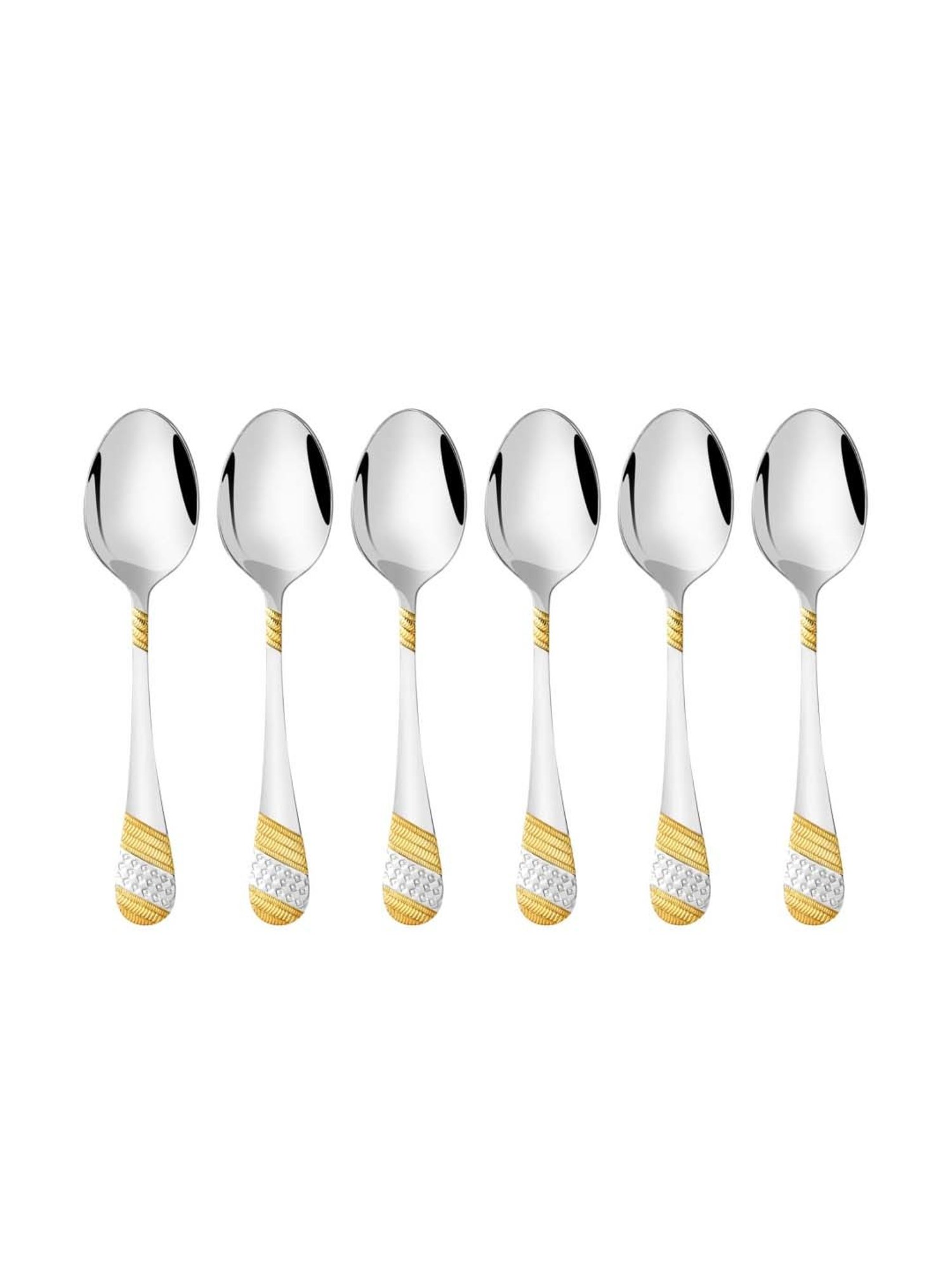 FnS Imperio Silver & Gold Stainless Steel Tea Spoon - Set of 6
