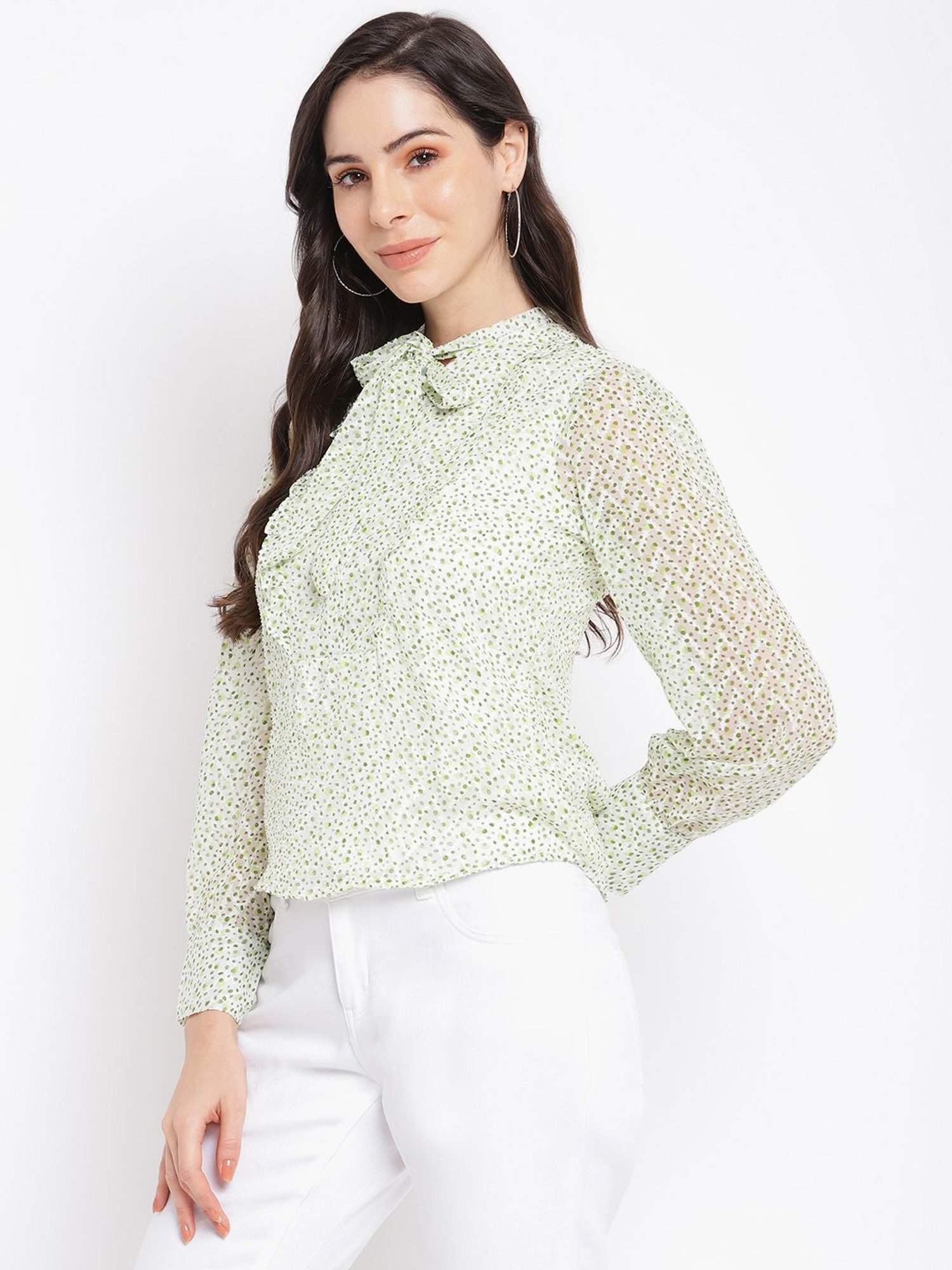 Latin Quarters Green Printed Top