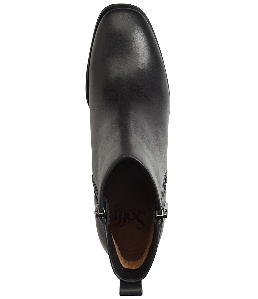Sofft Canelli Leather Double Zipper Block Heel Booties