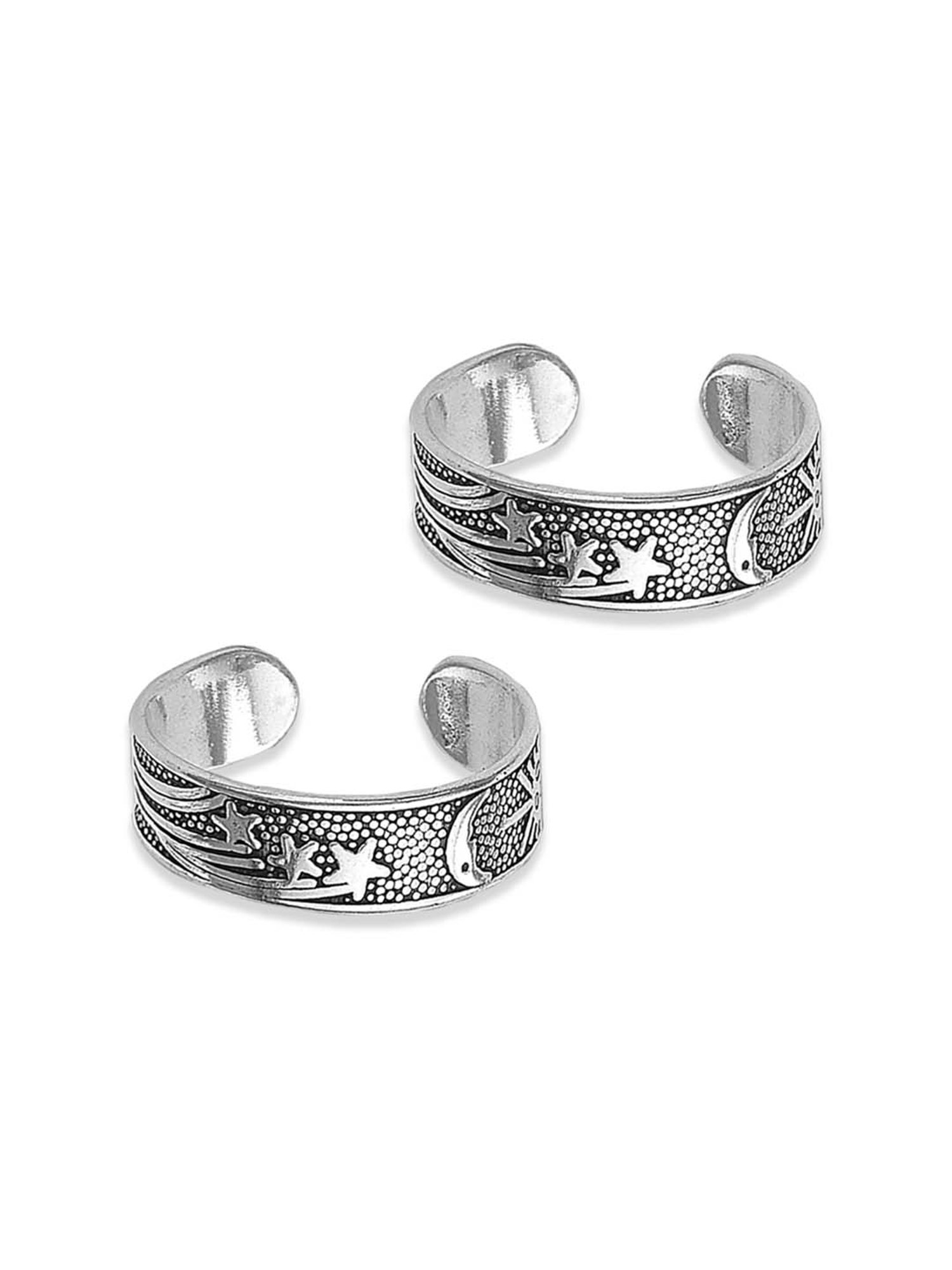 Taraash Sun Moon & Star 92.5 Sterling Silver Toe Rings