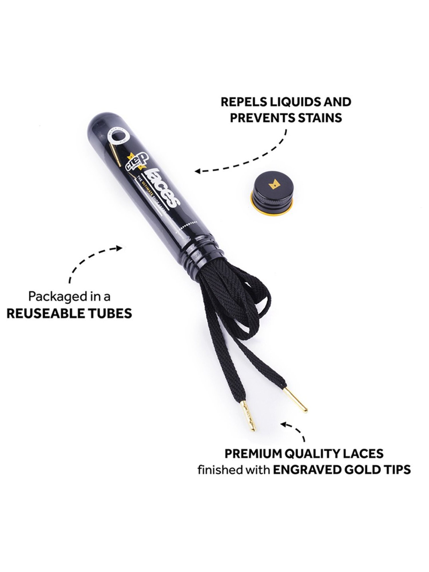 Crep Protect 135cm Flat Mens Laces (Black)