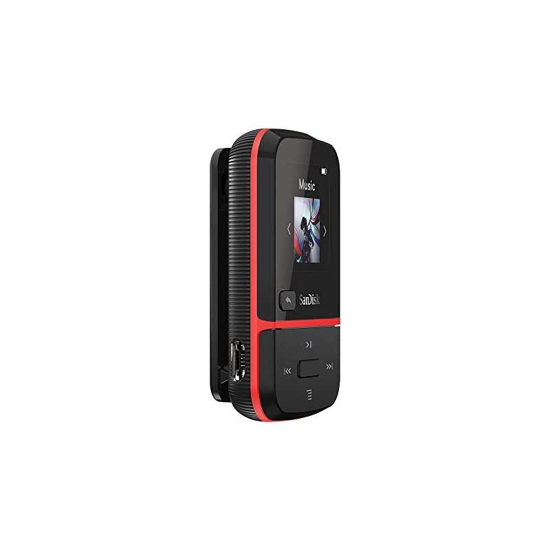 32GB Clip Sport Go MP3 Player Red LED Screen and FM Radio SDMX30032GG46R