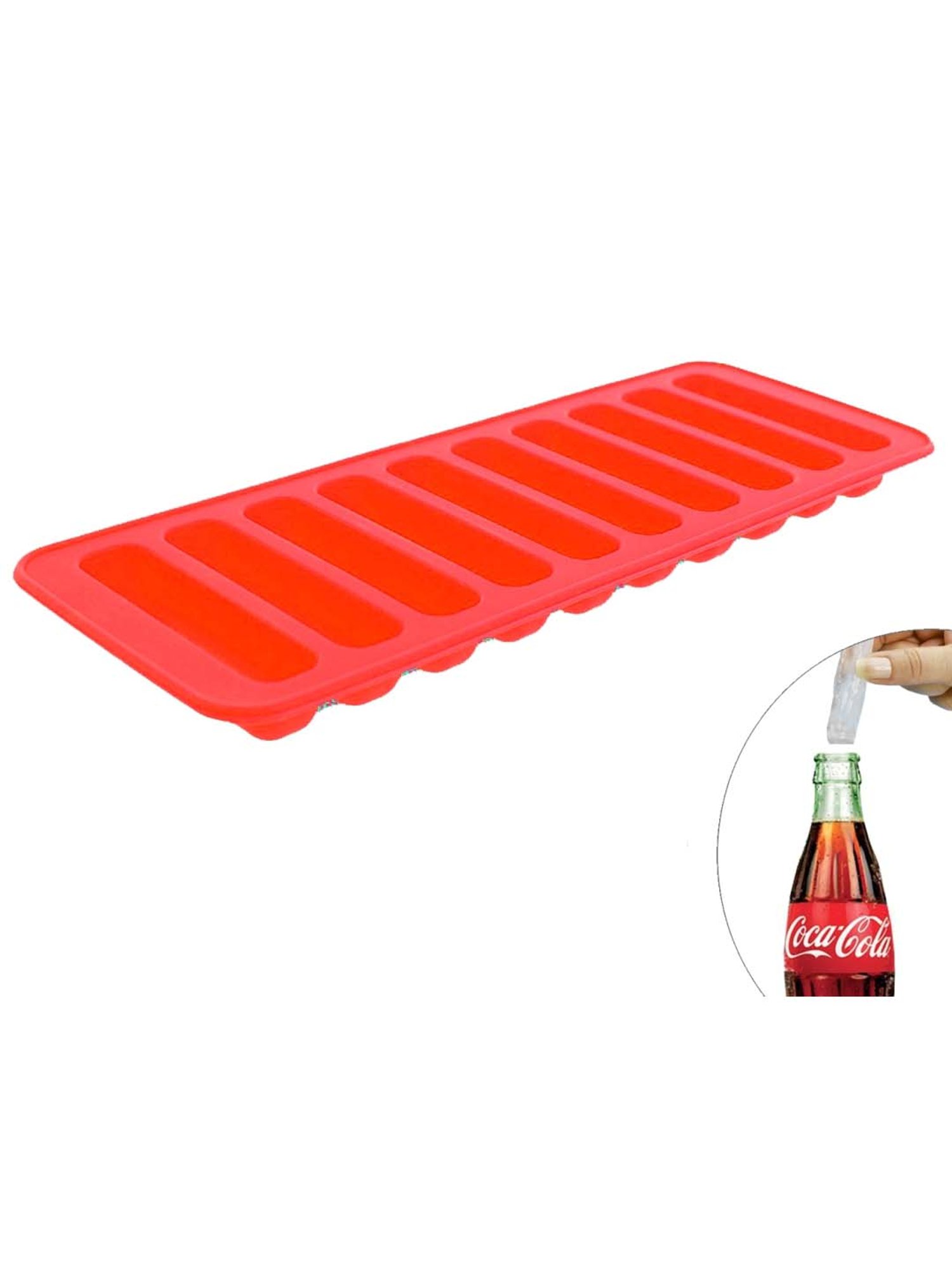 HAZEL 10 Cavity Silicon Chocolate Bar Ice Cube Mould, 1 Pc, Red