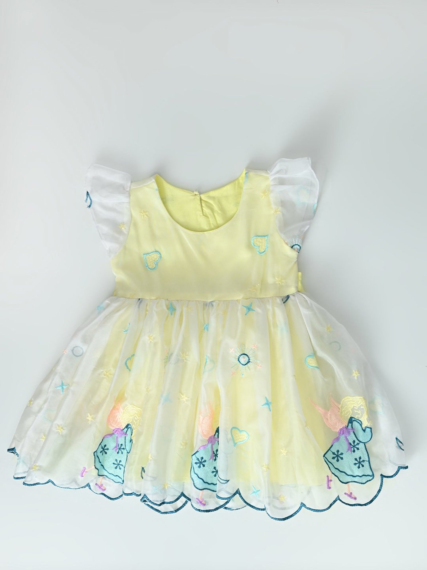 Bella Moda Girls Yellow Embroidered Dress