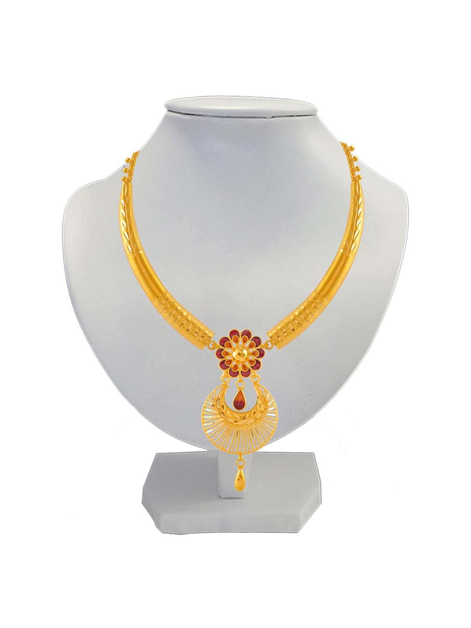 CKC Repouss&iquest; Work Rudraksha Gold Extender Neck Chain: Spiritual Elegance