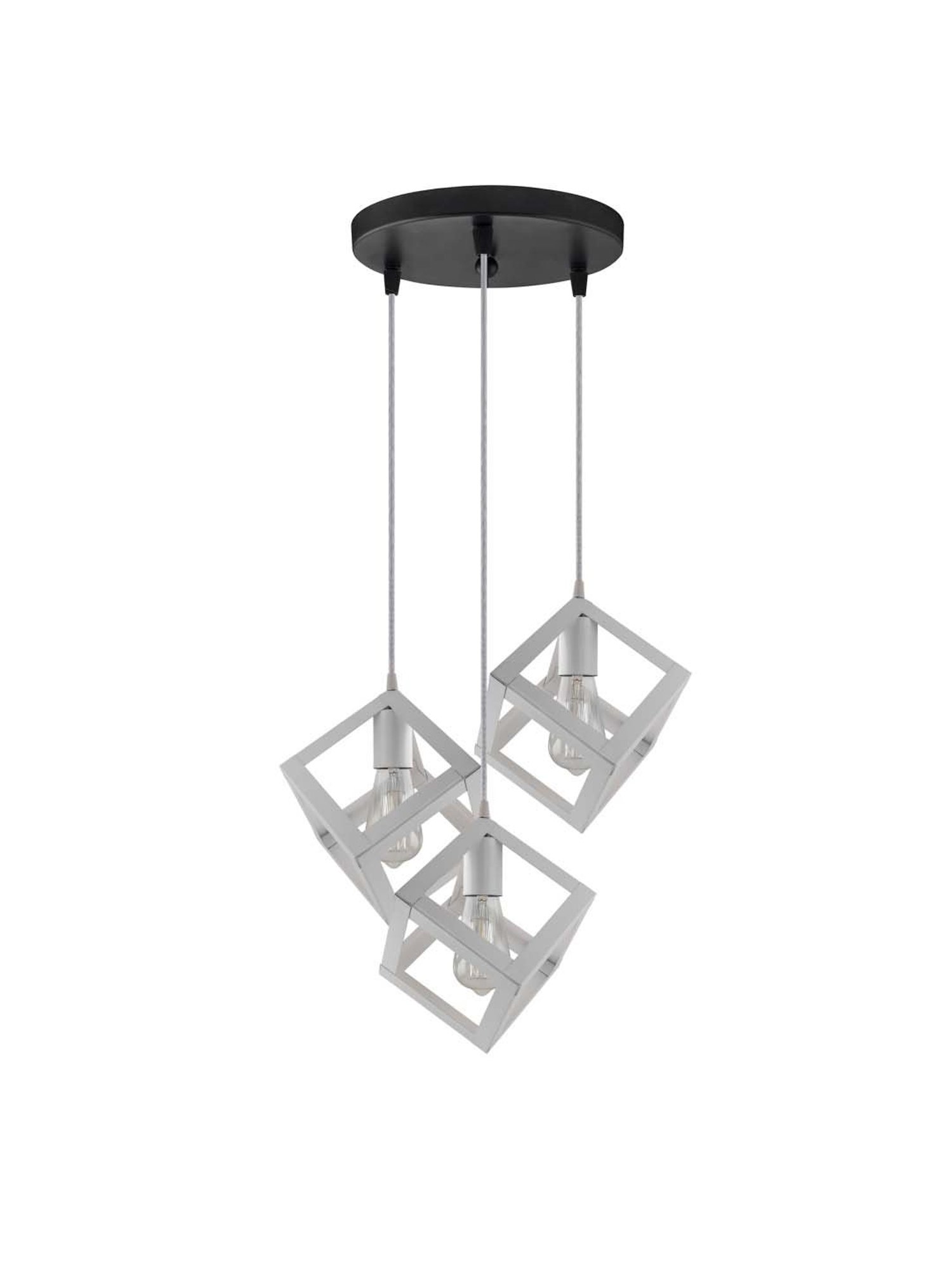 Homesake 3-Lights Round Cluster White Metal Cube Hanging Light - Set of 1 (Bulb not included)