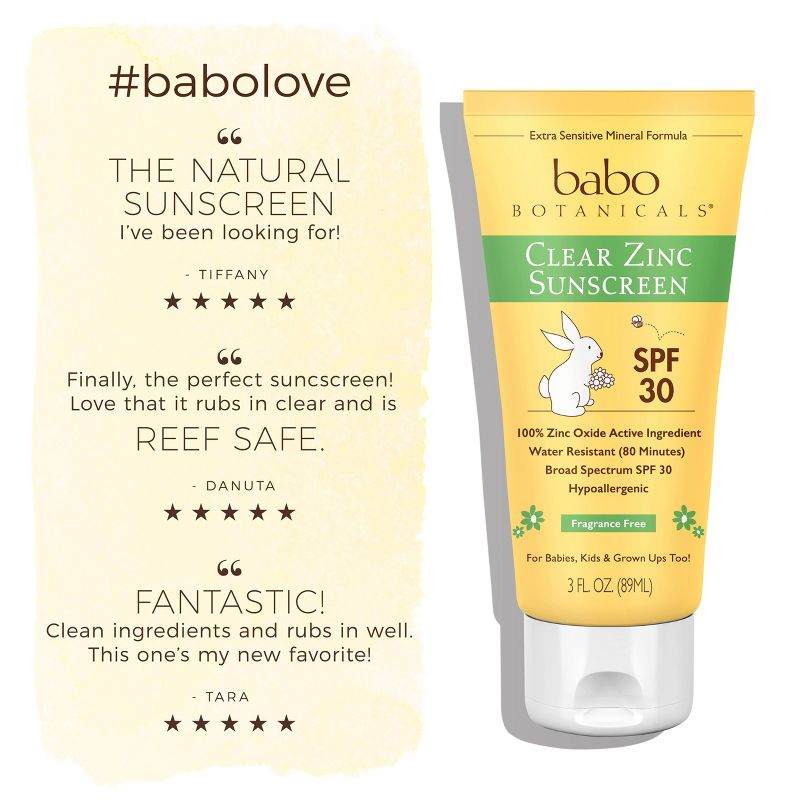 Babo Botanicals Clear for Babies Fragrance Free Zinc Sunscreen Lotion - SPF 30 - 3 fl oz