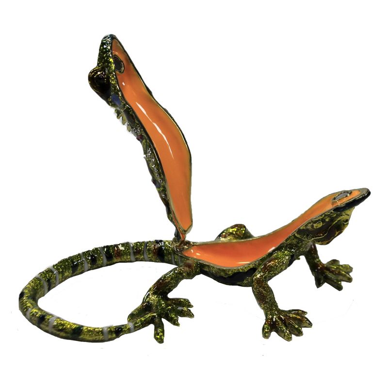 Hinged Trinket Box 2.0" Lizard Green Reptile  -  Decorative Figurines