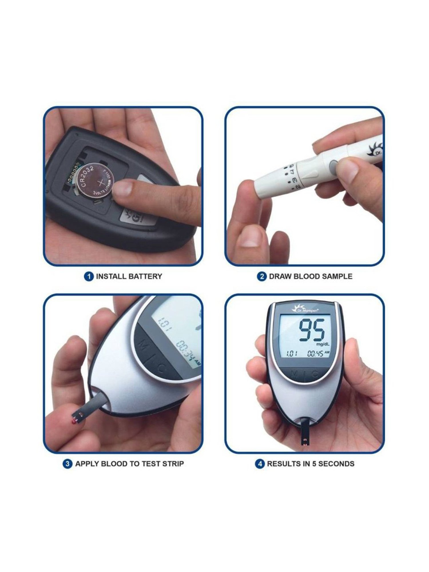 Accusure Simple Glucometer machine With 25 Test Strips (Black)