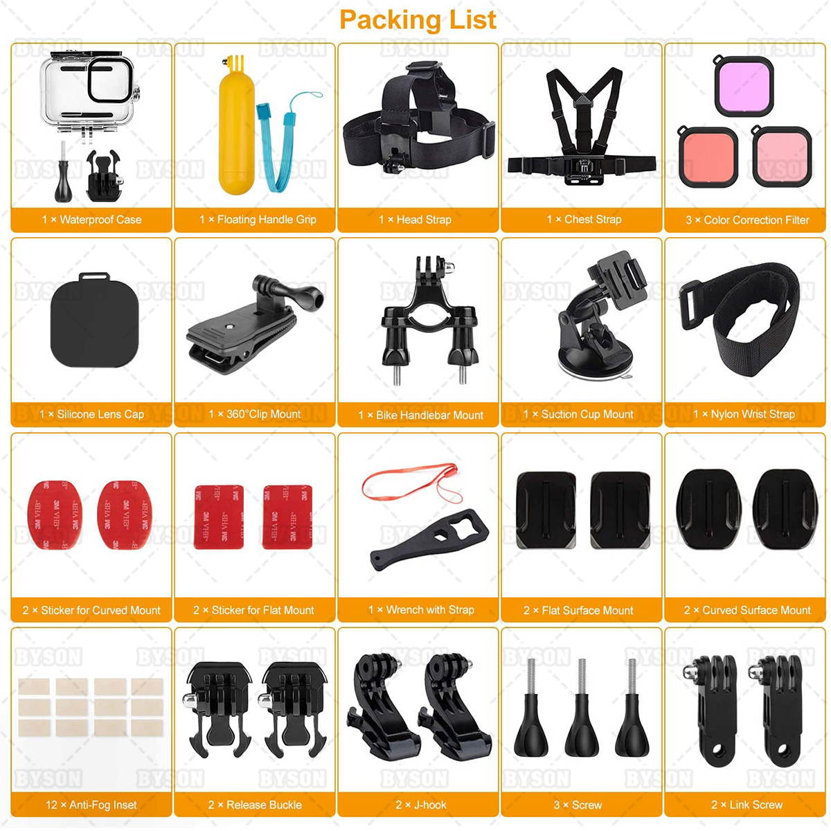 Ackmioxy 46 in 1 Accessories Kit Bundle for GoPro HERO9 Black, Waterproof Housing Case + Dive Filters + Lens Cover + Head Chest Strap + Bike Mount + Floating Grip Accessory Compatible with Hero 9