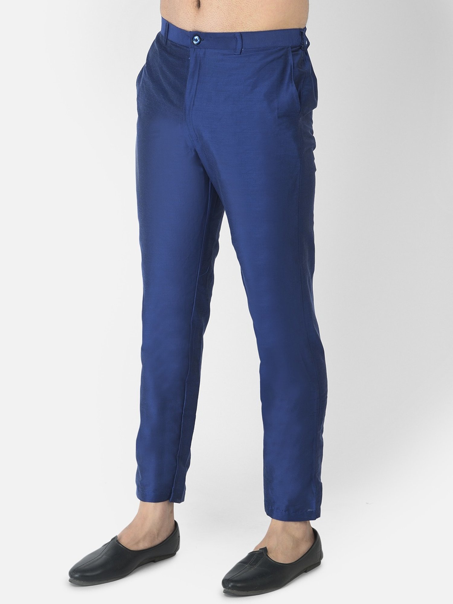 Deyann Navy & Blue Cotton Regular Fit Printed Kurta Set With Jacket