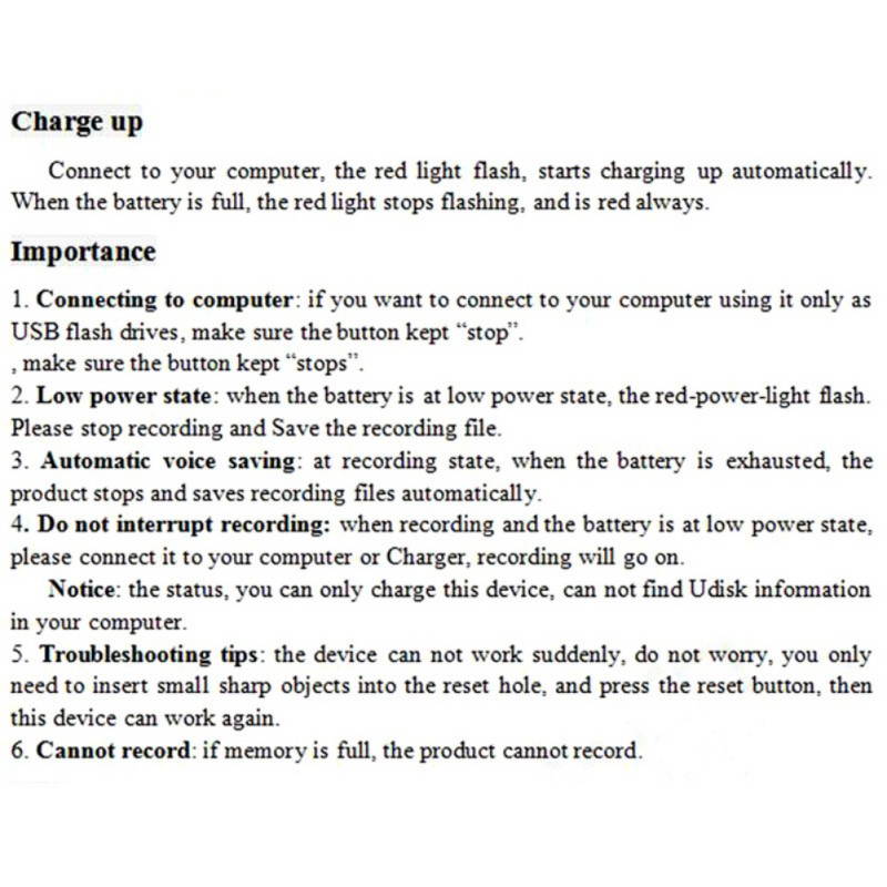 USB Memory Stick Portable Rechargeable 8GB Digital Voice Recorder Record Pen Dictaphone(Black)