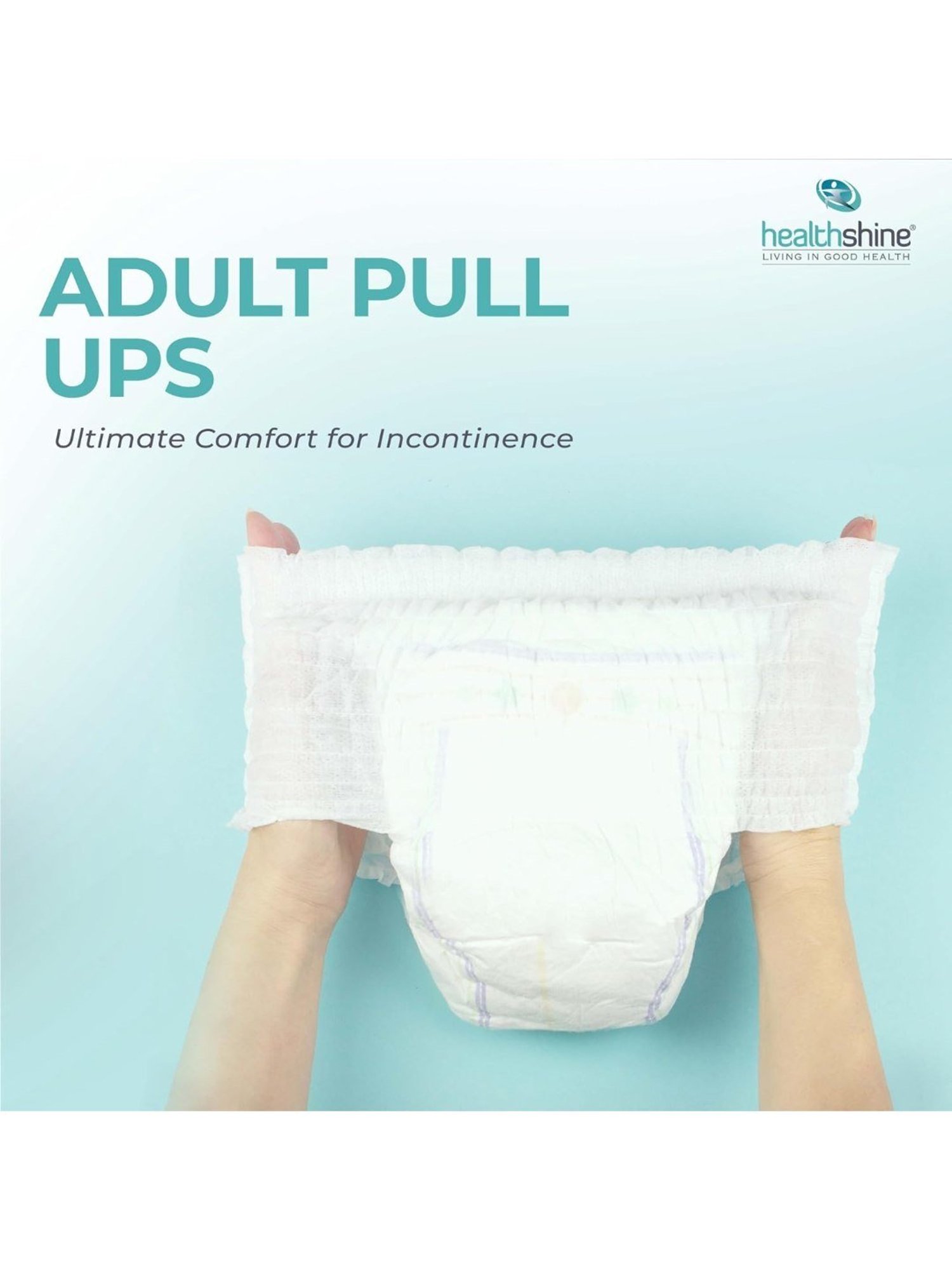 Healthshine Premium Unisex Adult Diaper Pants, Large Size, 10 Count, Waist Size 101-142 cm (White)