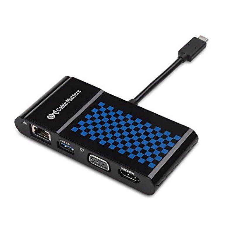 cable matters usb c multiport adapter (usb c dock with usb c to hdmi or usb c to vga), usb 3.0 and ethernet black - usb-c and t