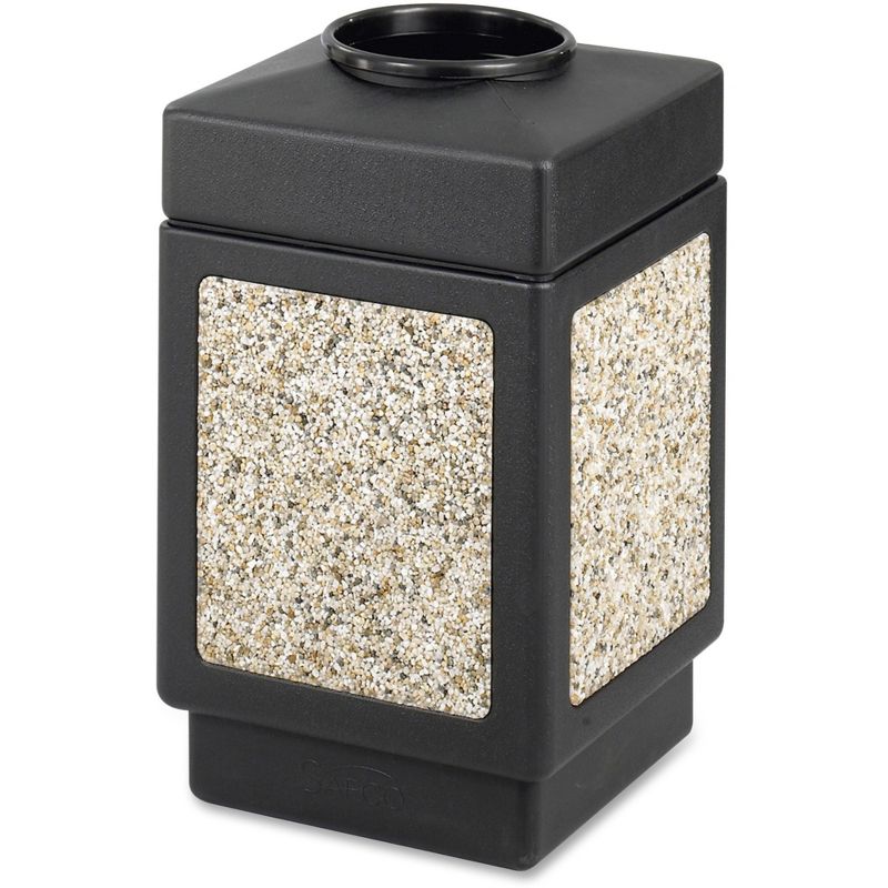 Safco Square Top Receptacle 38 Gal 18-1/4"x18-1/4"x31-1/2" Black 9471