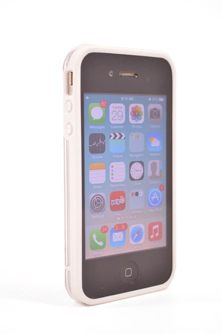 White Glow in the Dark Rubber Edge iPhone 4 and 4s Plastic Cell Phone Cover  Case with Free Stylus