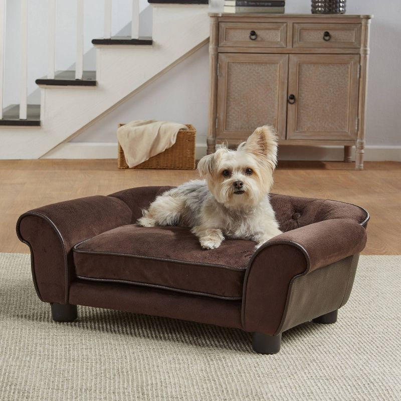 Enchanted Home Pet Ultra Plush Cleo Tufted Pet Sofa - S - Brown