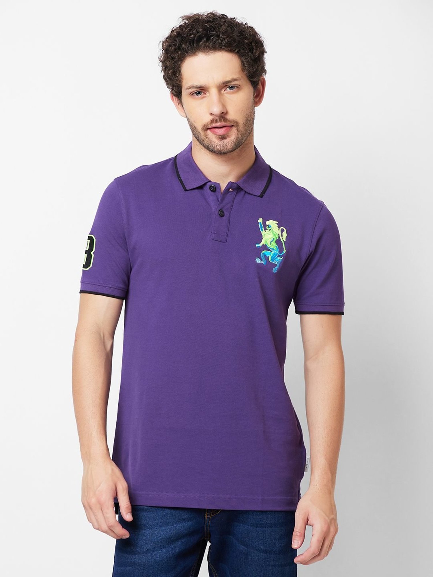 Giordano Purple Slim Fit Polo T-Shirt