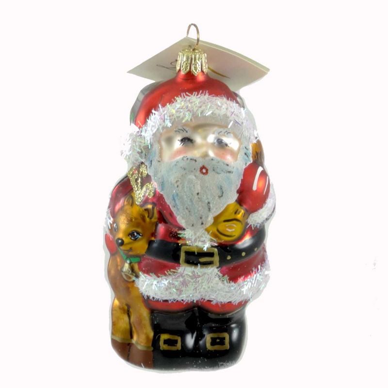Laved Italian Ornaments Santa With Reindeer Christmas Bag Of Toys  -  Tree Ornaments