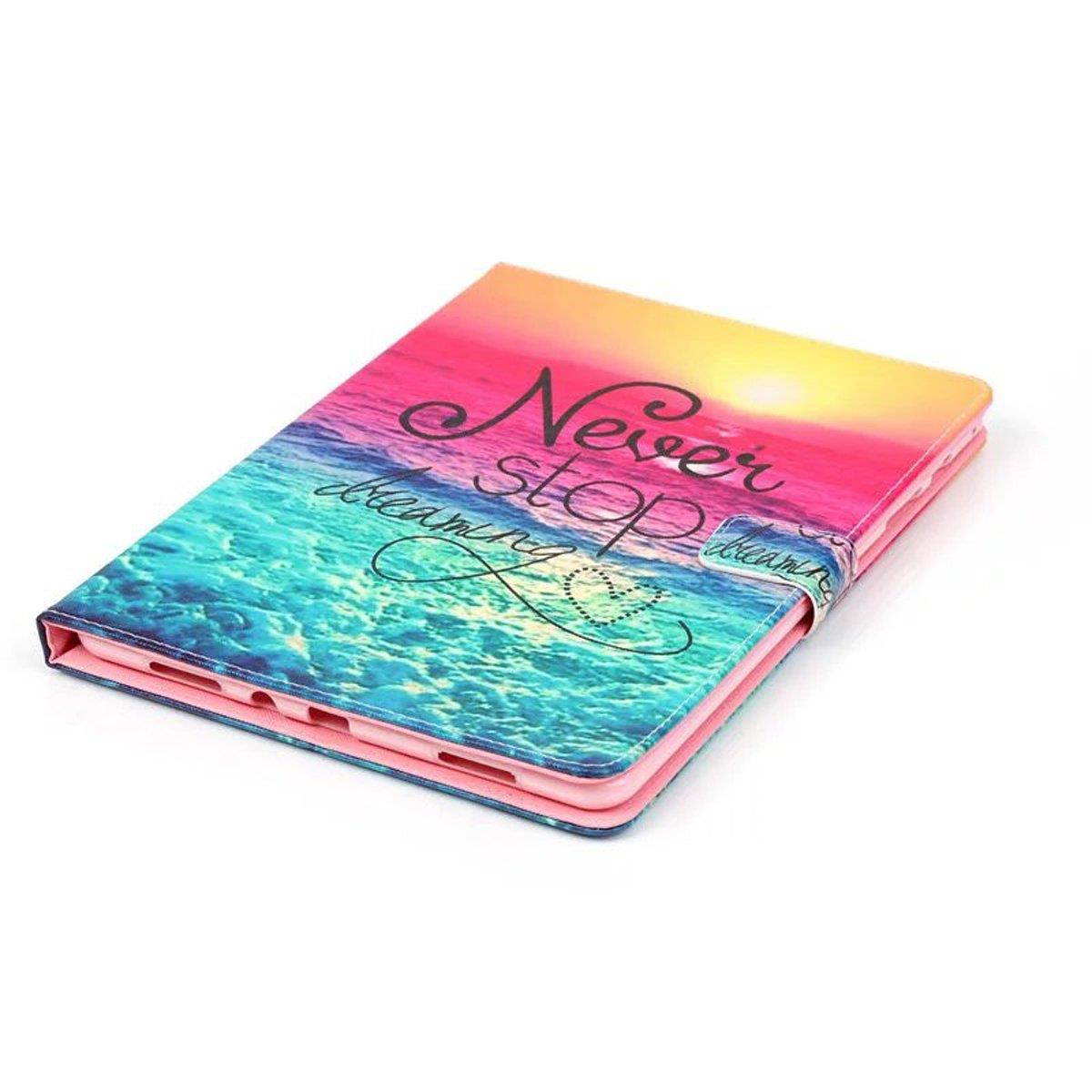 Tab A 9.7 Case, NewshineMagnetic Closure Stand Cover Flip Folio Skin with [Auto Wake/Sleep Feature] for 2015 Released Samsung Galaxy Tab A 9.7 SM-T550 SM-P550 Tablet (1 Sunset&Blue Sea)