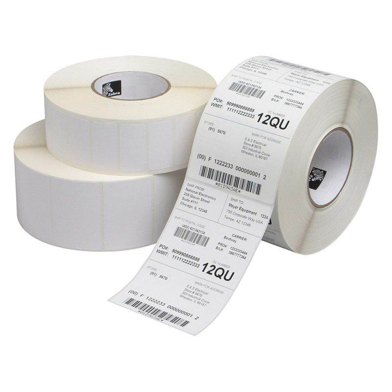 Zebra Label Paper 2.25x1.25in Direct Thermal Zebra Z-Select 4000D - 2.25" Width x 1.25" Length - 12 / Roll - 2100/Roll - Paper, Acrylic - Direct Thermal - White - 10015341