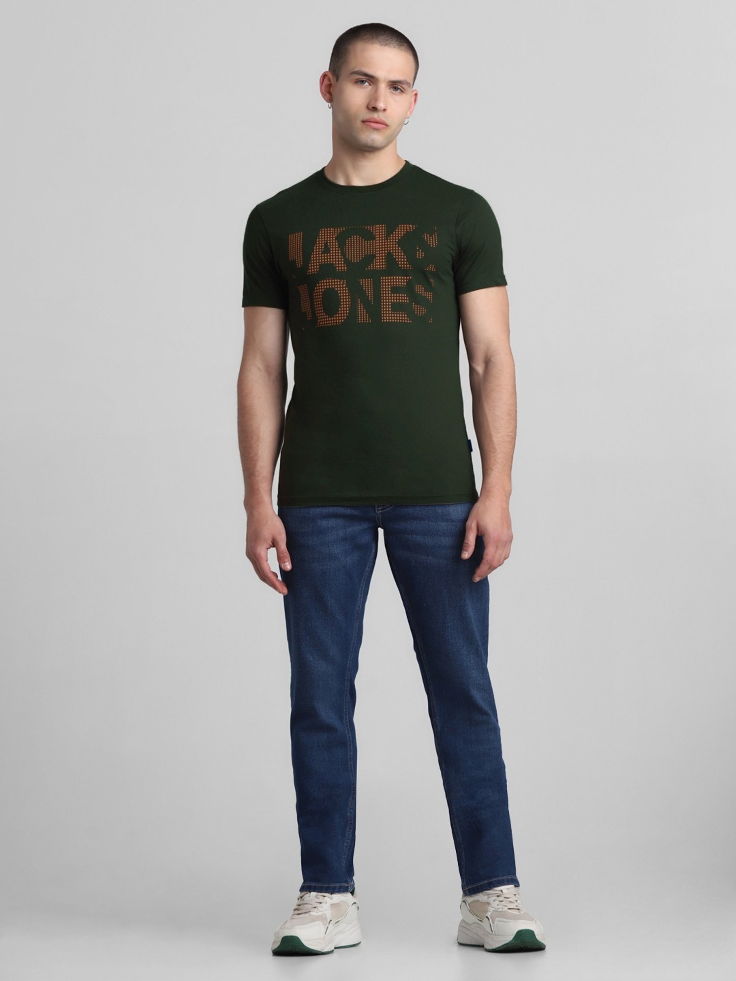 Jack & Jones Forest Night Cotton Slim Fit Printed T-Shirt