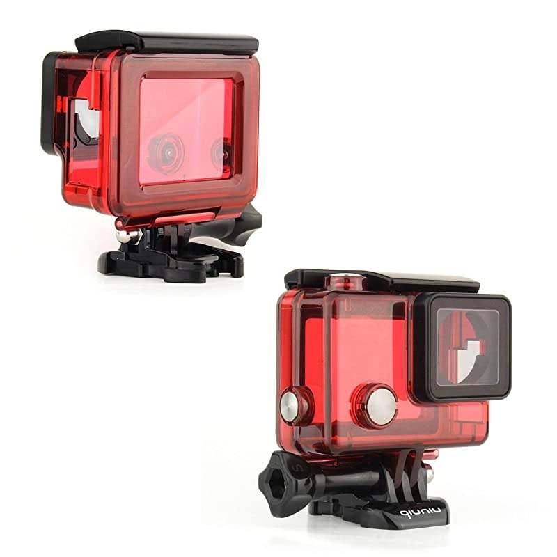Open Protective Skeleton Housing Case with LCD Touch Backdoor for GoPro Hero 4 GoPro Hero 3 and GoPro Hero 3+ Transparent Red