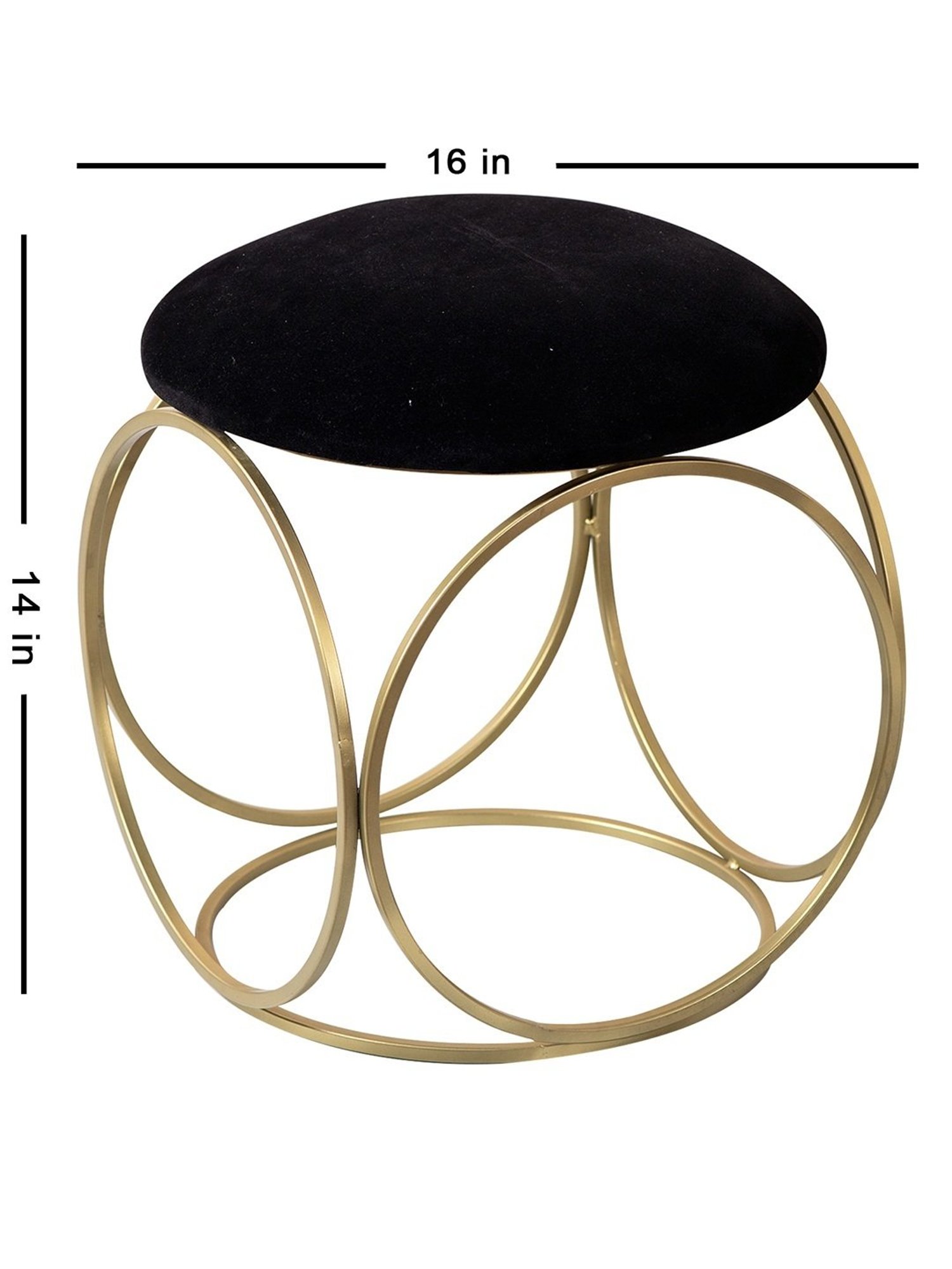 Nestroots Solid Black Velvet Puffy Pouffes Foot Stool Ottoman