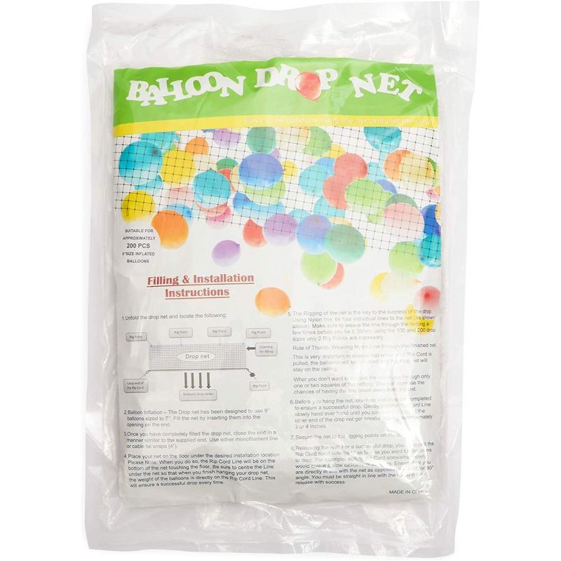 Sparkle and Bash Balloon Drop Net for Party Decorations, Kit Holds Up To 500 Balloons (White, 11.8 Feet)