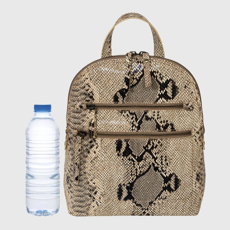 Bolo Snake Print Zip Closure Backpack - Brown