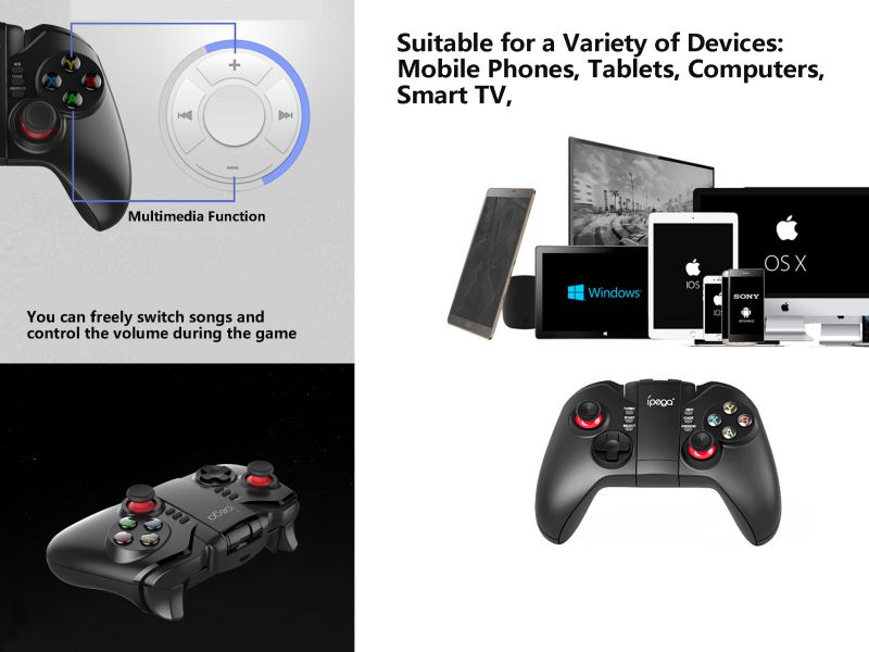 IPEGA PG-9068 Wireless Gamepad BT3.0 Controle Joystick Android Gamepad Controller with Phone Holder and 6 Inch Telescopic For Android Smart Phone/TV Box/TV/Tablet/PC