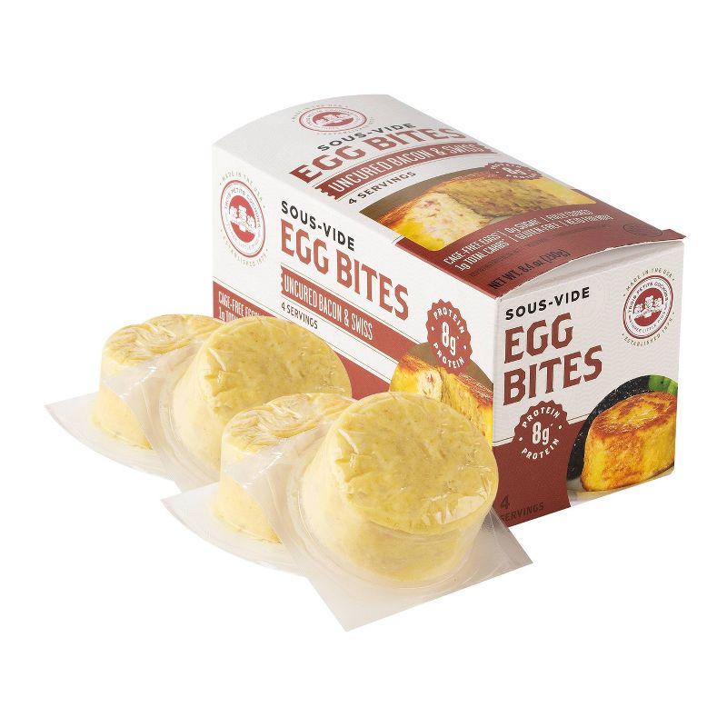 Three Little Pigs Sous-vide Egg Bite with Uncured Bacon and Swiss - 4pk