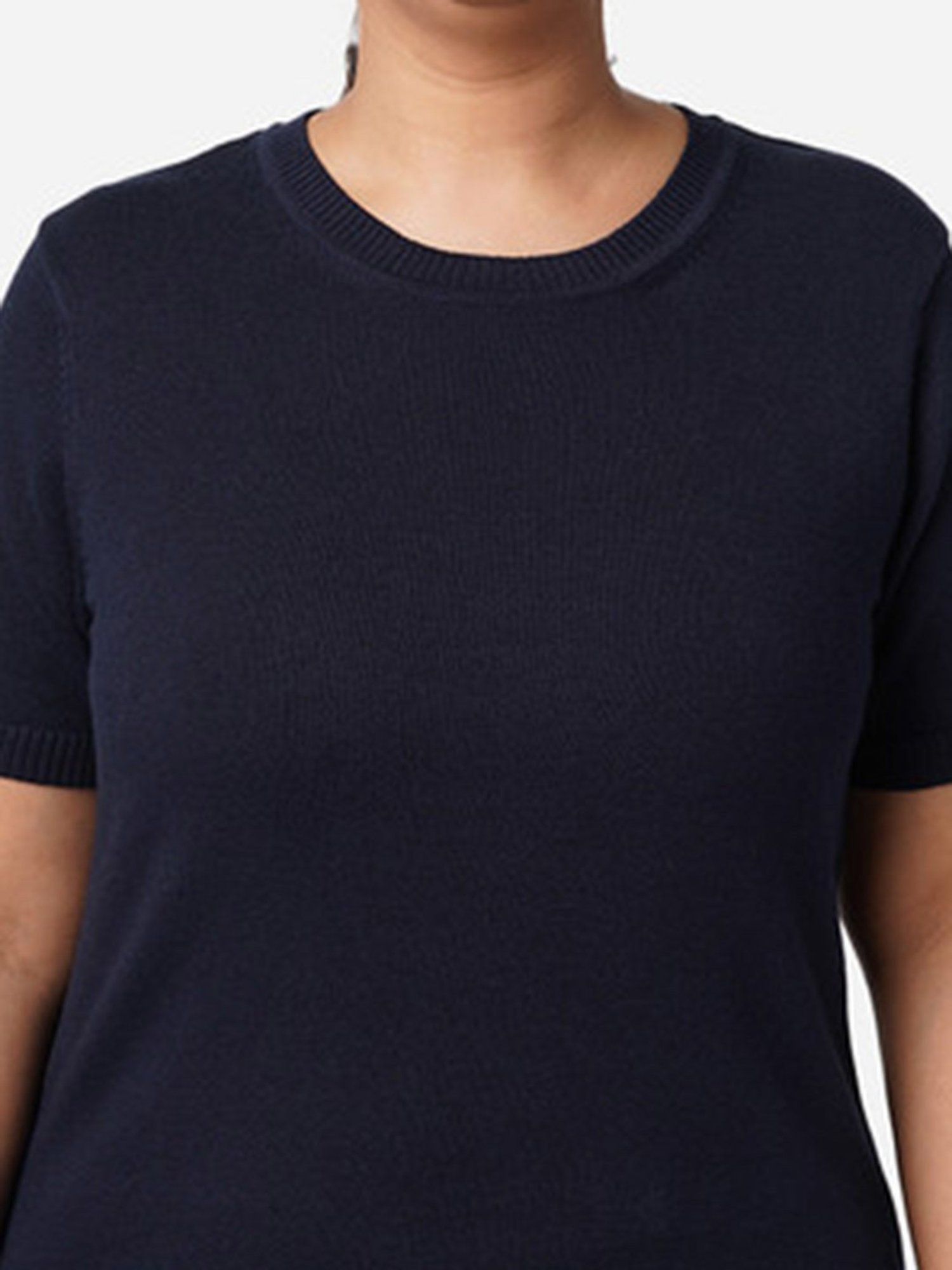 BlissClub Navy At-Ease Cotton Knit Top
