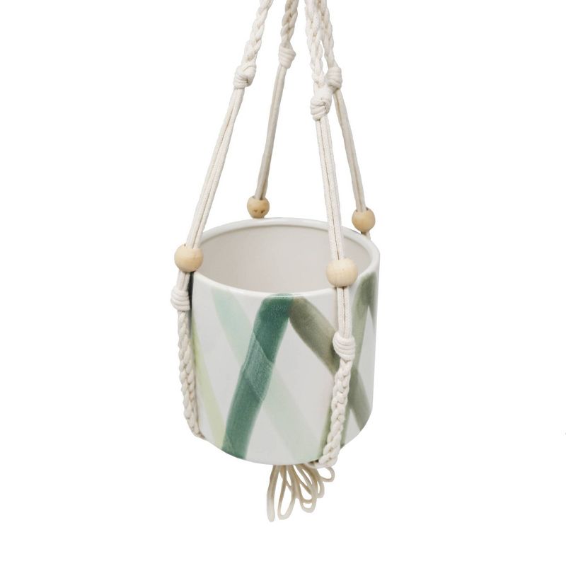 5.5" Hanging Planter White/Green - Sagebrook Home