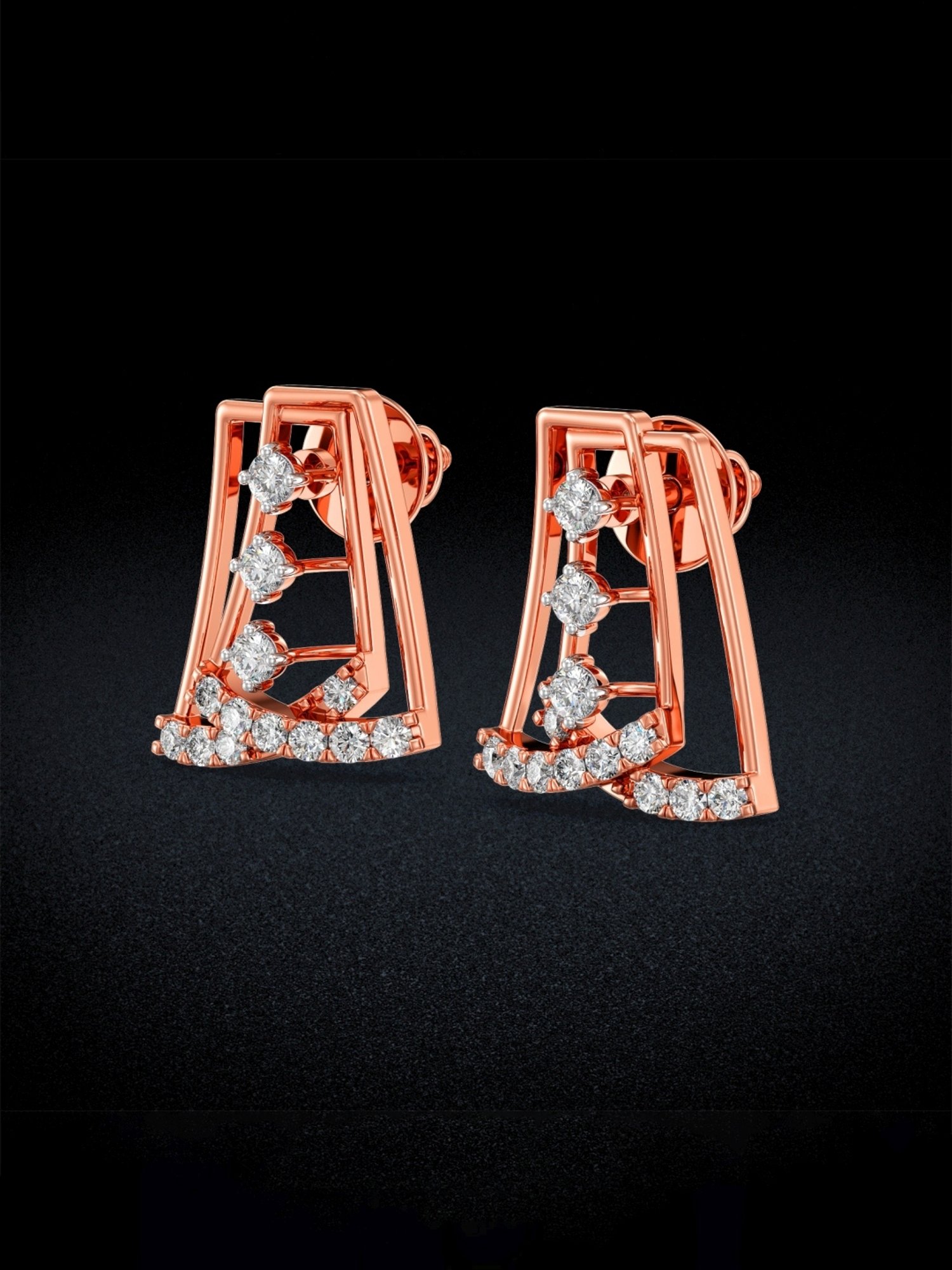 Joyalukkas 18k Gold Shimmered Diamond Stud Earrings